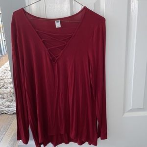 Old navy red lace up shirt
